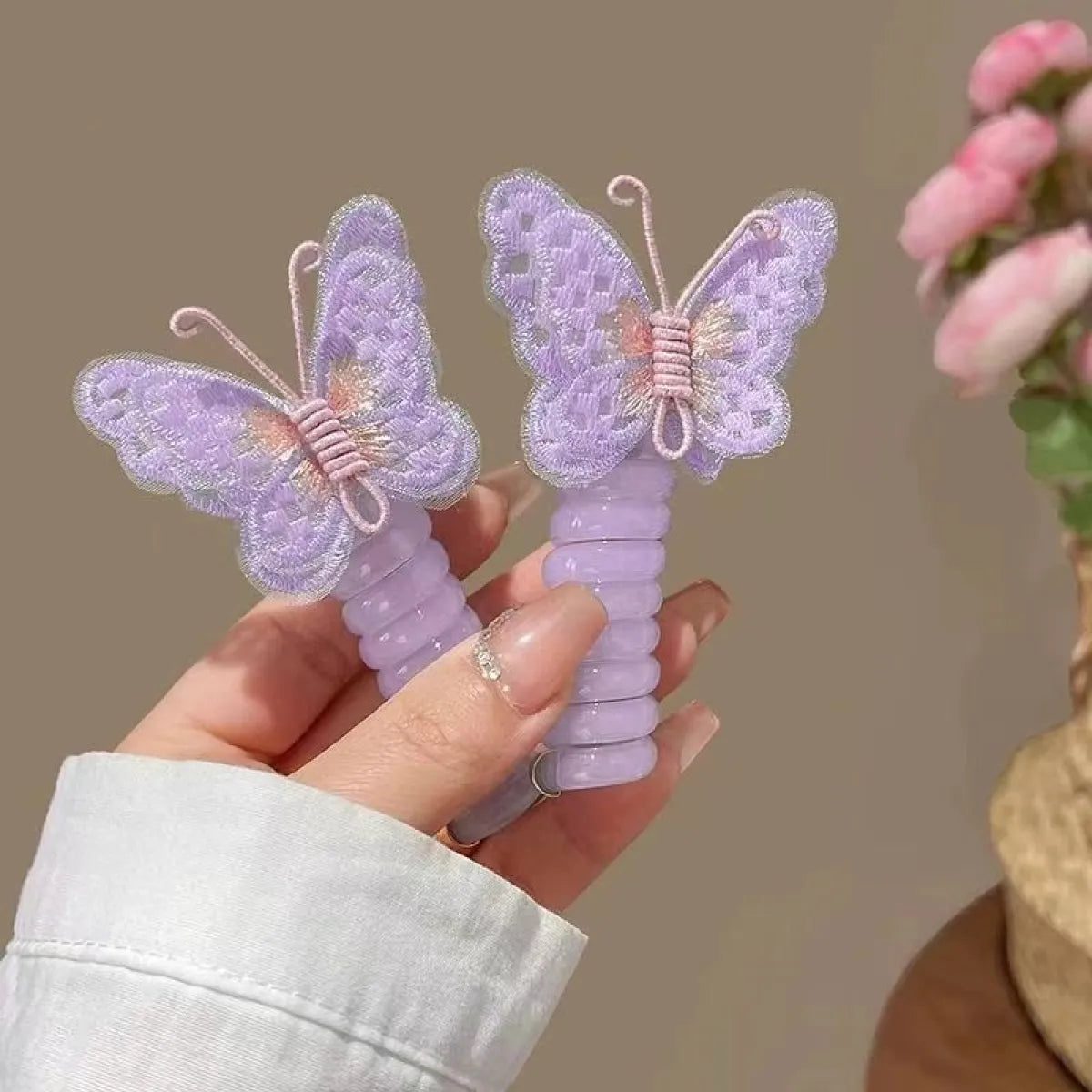 FlutterBloom Embroidered Butterfly Hair Ring