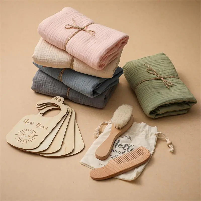 BathBliss Newborn Wooden Baby Bath Gift Set