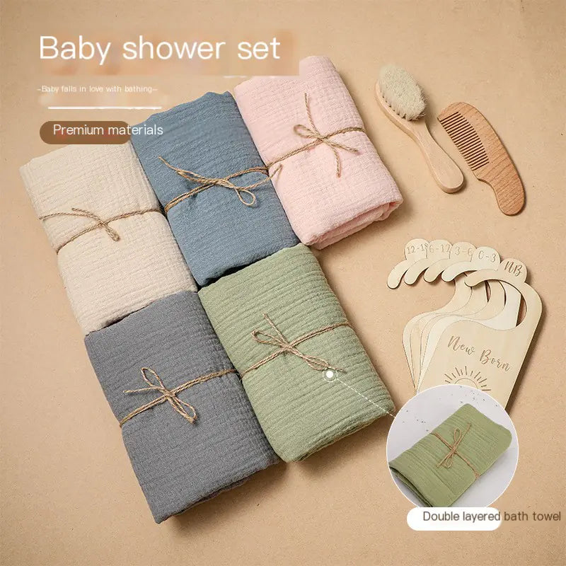 BathBliss Newborn Wooden Baby Bath Gift Set