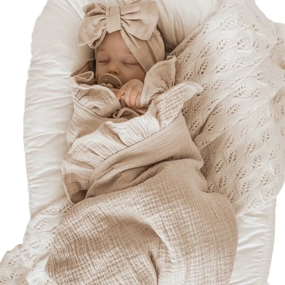 BloomRuffle Embroidered Cotton Muslin Baby Blanket