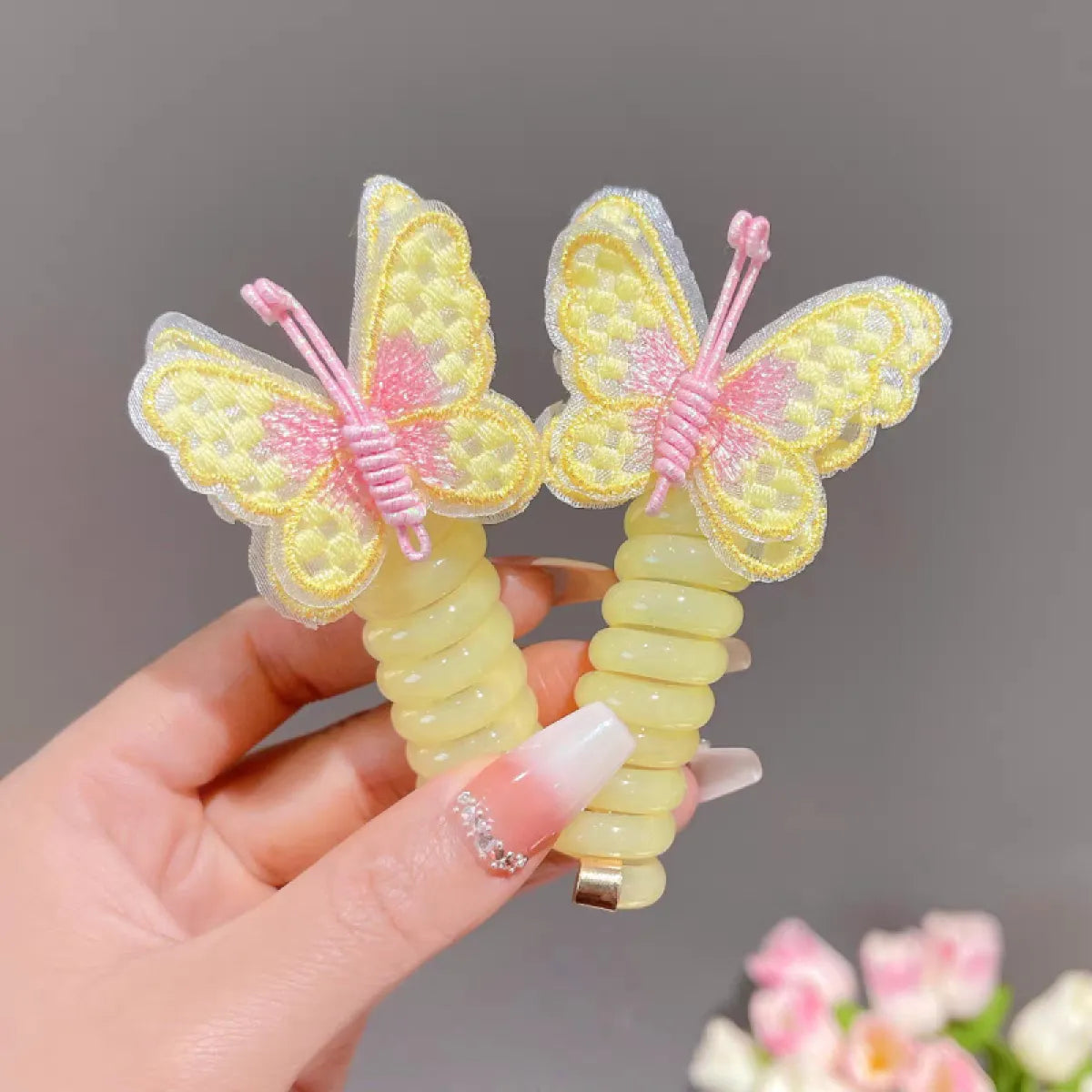 FlutterBloom Embroidered Butterfly Hair Ring